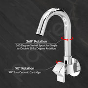 Plantex Kitchen Sink Tap with Water Saving Nozzle/Wall Mount Sink Tap for Kitchen Basin with 360Ãƒâ€šÃ‚Â° Swivel Spout-7 Year Warranty by Plantex (PRI-310-Chrome)