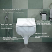 Plantex Platinum Ceramic Commode/Rim Washdown Western Commode/ Wall Hanging Western Toilet with Soft Close Seat Cover - P Trap (White)