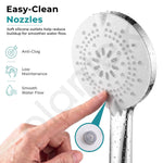 Plantex Hand Shower for Bathroom/6 Mode Multifunctional Shower/5-Inch ABS Plastic Silicone Handheld Shower Head/Easy Mode Switching – (Chrome & White, H459)