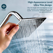 Plantex Stainless Steel Shower Head for Bathroom 12 x 12 inch with Water Saving Techonology/Rain Flow Overhead Shower without Arm/Bathroom Showers - (Ultra Slim-Chrome)