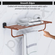 Plantex 304 Grade Stainless Steel 24 inch Towel Rack/Towel Rod for Bathroom/Napkin Hanger for Bathroom - Parv (Rose Gold & Black)