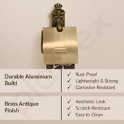 Plantex Antique Aluminum Toilet Paper Holder/Tissue Paper Roll Holder/Toilet Paper Holder Roll Holder for Bathroom Accessories (Brass-Antique)