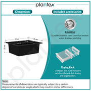 Plantex Quartz Acrylic Single Bowl Kitchen Sink with 10 Years Warranty by Plantex/Sink For Kitchen With Coupling & Drying Rack/Small Kitchen Basin (Siapan - 21x18 Inches)