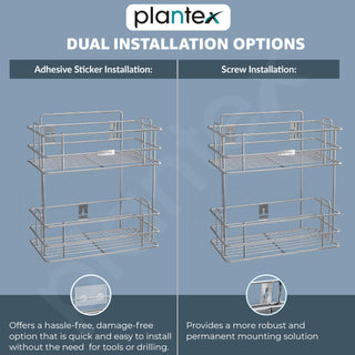 Plantex Drill Free Stainless Steel Multipurpose Detergent Holder/Under The Sink Detergent Rack/Wall Mounted Detergent Holder/Bathroom Rack/Shelf/Bathroom Accessories (Chrome)