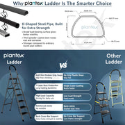 Plantex Steel 7 Step Ladder/Foldable Ladder for Home/Anti-Skid Wide 7 Step Ladder - (Apex - Black)