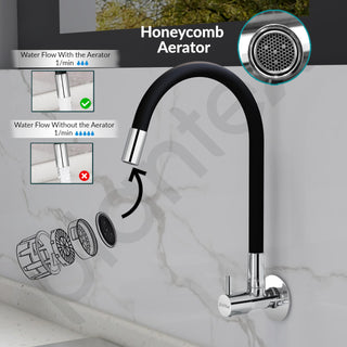 Plantex Pure Brass Flexible Tap for Kitchen Sink with Brass Wall Flange and Teflon Tape/360° Rotating Sink Tap for Kitchen Basin with Water Saving Aerator-7 Year Warranty by Plantex-(ICO-910B)