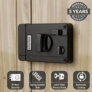 Plantex Heavy Duty Rim Locks for Main Door/Door Lock for Main Door with 4 Keys/Suitable for Inside Opening Wooden Door - Pack of 1 (Z-Black)