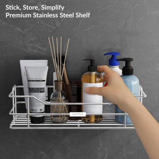 Plantex Stainless Steel Shelf/Rack/Organizer for Bathroom and Kitchen Accessories/Bathroom Shelf for Wall (Chrome-Silver)