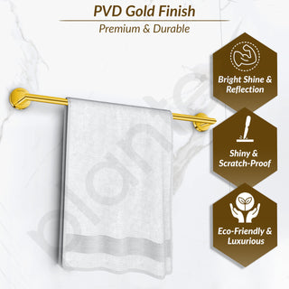 Plantex 304 Grade Stainless Steel 24 inch Single Towel Rod for Bathroom/Towel Stand/Towel Hanger/Towel Bar/Bathroom Accessories - Oreo (Gold)
