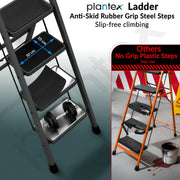 Plantex Steel 7 Step Ladder/Foldable Ladder for Home/Anti-Skid Wide 7 Step Ladder - (Apex - Black)