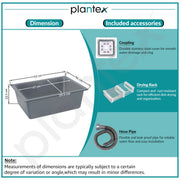 Plantex Kitchen Sink/Quartz Single Bowl Kichen Sink with Hose Pipe and Square Coupling/Under Mount Kitchen Sink - (Grey, 21 x 18 inch)