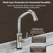 Plantex Pure Brass Single Lever Kitchen Taps for Home Sink/Kitchen Tap with Water Saving Nozzle for Sink Tap with 7 Year Warranty -(FLO-812-Mirror-Chrome)