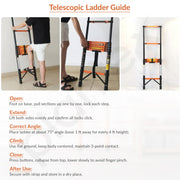 Plantex 2.3m (7.55 ft.) Telescopic Ladder/Carbon Steel 6-Steps Portable & Compact Ladder/Foldable Multipurpose Collapsible Ladder for Home & Outdoor Use - (Orange)