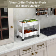 Plantex Kitchen Trolley/Vegetables Basket for Kitchen/Fruit Stand for Kitchen/Stainless Steel Vegetable Stand/Vegetable Rack for Kitchen/Trolley Stand (Silver)