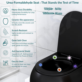 Plantex Imported Ceramic Wall Hung Commode/Rimless Washdown Western Toilet/P Trap Western Commode with Soft Close Toilet Seat (Matt Black)