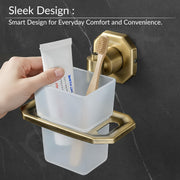 Plantex 304 Grade Stainless Steel Tooth Brush Holder/Tumbler Holder for Wash Basin/Bathroom Accessories - Nipron (Brass Antique)