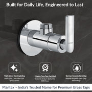 Plantex Pure Brass Angle Valve for Bathroom with Teflon tape & Brass Wall Flange/Angle Cocke for Bathroom -[BAL-505-Chrome]