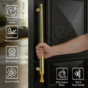 Plantex Main Door Handle/Stainless Steel & Aluminium Door Handle/450mm Pull-Push Handle for Home/Office/Hotel - Pack of 1 (DTMD-413, Brass Antique & Gold)