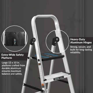 Plantex Big Foot 6 Step Ladder for Home/Aluminium Folding Ladder/Wide Anti-Skid Steps/Multipurpose Use (Black-Silver)