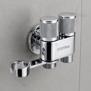 Plantex 2 Way Angle Cock/Stainless Steel Double Outlet Water Valve/Bathroom & Kitchen Tap Connector/Water Faucet - Pack of 1 (Chrome, APS-N-7)