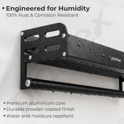 Plantex Aluminium Multipurpose Shelf with Towel Holder/Bathroom Shelf Rack/Bathroom Organizer/Bathroom Accessories - Pack of 1 (9515, Black)