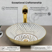 Plantex Table Top Wash Basin For Bathroom/Designer Ceramic Basin/Countertop Vessel Sink Basin - Indo-European Collection (NC-664, 16 x 16 x 5 Inch)