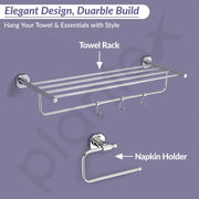 Plantex Nipron 304 Grade Stainless Steel Towel Rack for Bathroom/Soap Holder/Napkin Ring/Tumbler Holder/Robe Hook/Bathroom Accessories - Chrome