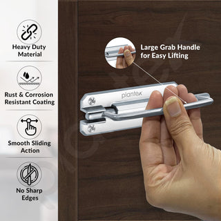 Plantex Door Stopper/5 Inch Baby Latch Kadi/Door Latch for Bathroom/Door Lock for Home/Office Doors - Pack of 3 (Chrome)