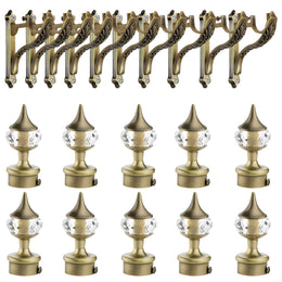 Plantex Curtain Holders for Wall/Curtain Brackets/Curtains Accessories (Brass Antique - 5 Pair)
