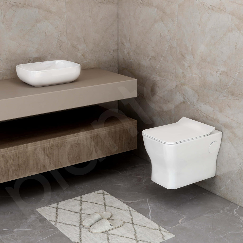 Plantex Ceramic Bathroom White Commode and Wash Basin Set/Rim Washdown ...