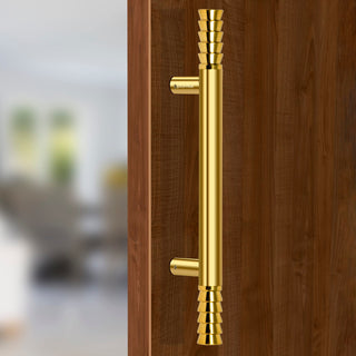 Plantex Golden Lotus 14 Inches Main Door Handle/Handle for Glass Door/Wooden Door Handle/Pull and Push Operations (Gold), Pull Handle