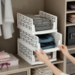 Plantex 3-Tier Organizer for Wardrobe Cupboard for Clothes Foldable/Stackable Closet /Multi-Purpose Drawer Organizer (Plastic, White)