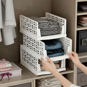 Plantex 3-Tier Organizer for Wardrobe Cupboard for Clothes Foldable/Stackable Closet /Multi-Purpose Drawer Organizer (Plastic, White)