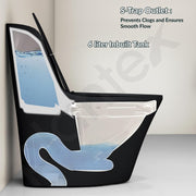 Plantex Imported Ceramic Western Commode/Rim Siphonic One Piece Western Toilet/Floor Mounted Commode for Toilet Seat Cover - S Trap (Matt Black)