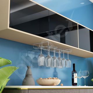 Plantex Wine Glass Rack/Wine Glass Holder for Cabinet/Bar Glass Hanging Holder For Pubs/Kitchen/Bars (Double Line - L20 X W9 Inches), Hanging Shelves
