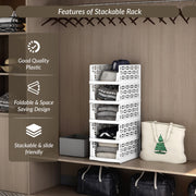 Plantex Plastic Clothes Organizer for Wardrobe/Cupboard Organizer for Clothes/Closet/Drawer Organizer/Almirah Space Organiser for Cupboard (5-Tier, White)