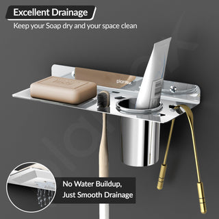Plantex Platinum Stainless Steel Soap Dish with Tumbler Holder/Soap Holder/Bathroom Accessories - (Chrome)