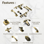 Plantex Stainless Steel Door Kit for Single Door/Door Accessories (10-inch Al-Drop,8-inch Latch,2 Handles of 8 and 7 Inch,7-inch Tower Bolt and 4-inch Door Stopper- (Brass Antique)