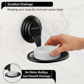 Plantex 304 Grade Stainless Steel Soap Dish/Soap Stand/Bathroom Soap Holder/Bathroom Accessories - Cubic (Black)