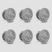 Plantex Horse Face Knobs for Drawer | Kitchen Cabinet Pulls and Handles - Round Drawer Knobs - Pack of 6 (Silver)