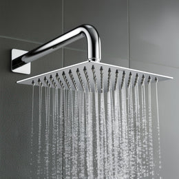 Plantex Stainless Steel Shower Head for Bathroom/8 x 8 inch Square Overhead Shower without Arm/Adjustable Bathroom Shower-(Ultra Slim-Chrome)