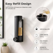 Plantex Liquid Soap Dispenser for Bathroom/ABS Plastic Refillable Soap Handwash Dispenser for Shampoo & Body Lotion - Ideal for Hotels/Hospitals/Restaurants/Offices - (Black)