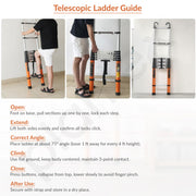 Plantex 15.7 feet (4.8m) Telescopic Ladder/Durable Steps/Collapsible Ladder for Home or Outdoor Work/Aluminium Telescopic Ladder - (Orange)