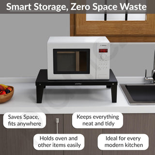 Plantex GI Steel Oven Stand/Microwave Stand for Kitchen Platform/Easy to Screw-Fit & Assemble OTG Rack/Kitchen Storage Shelf – Metal (Black)