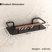 Plantex Self Adhesive Bathroom Shelf/Stainless Steel Bathroom Shelf Rack/Wall Shelf for Bathroom/Bathroom Organiser without Drill/Bathroom Accessories SetPack of 1 (12x5 inches, Copper & Black)