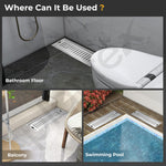 Plantex 304 Grade Stainless Steel Shower Water Drain Channel/12x4 Inch Floor Drain/Drainage Cover/Floor Drain Cover with Removable Grate - (VERTICLE, Chrome)