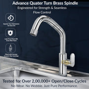 Plantex Pure Brass Sink Tap for Kitchen Basin with Water Saving Aerator/Kitchen Sink Tap with 360° Swivel Spout- 7 Year Warranty (ORN-213-Chrome)