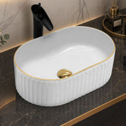 Plantex Table Top Wash Basin For Bathroom/Designer Ceramic Basin/Countertop Vessel Sink Basin - Indo-European Collection (White - 20x13x6 inches)