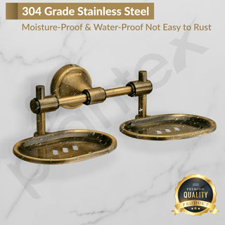 Plantex 304 Grade Stainless Steel Double soap Holder Stand for Bathroom and wash Basin/Bathroom Accessories - Niko (Antique)