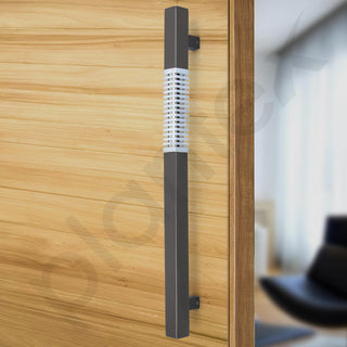 Plantex Door Handle/Stainless Steel Handle for Main Door/18 Inch Pull-Push Handle for Home/Office/Hotel - Pack of 1 (N-Black and Chrome) - 3 Years Warranty
